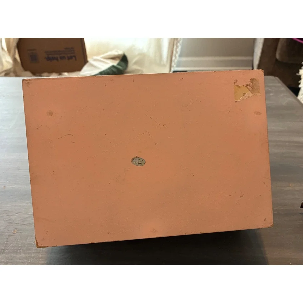 Vintage Pink Wooden Nursery Caddy This Little Piggy Storage Tote Scalloped Edge